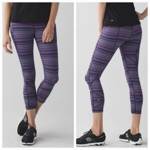 Lululemon Pace Rival Crop Leggings Space Dye Twist Ultra Violet Multi Size 4